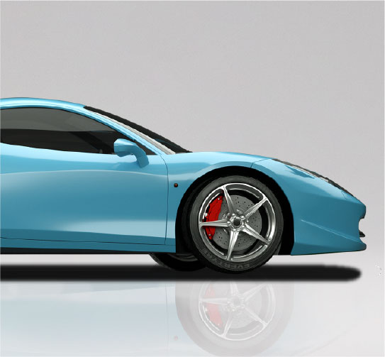 Side view of Sky Blue UPPF installed on a car